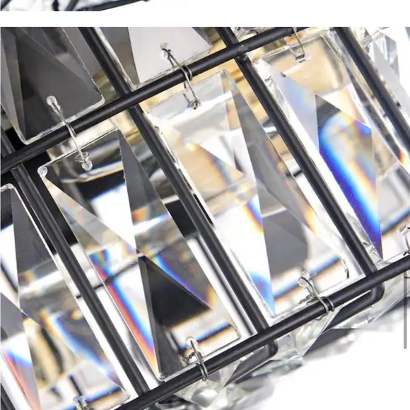 COPY - 11.75 in. 2-Light Black Ceiling Flush Mount Light with Crystal Glass - Picture 9 of 10